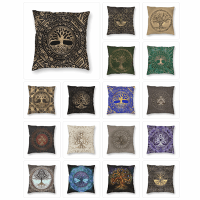 20 Housses de Coussin Vegvisir et Yggdrasil - au choix