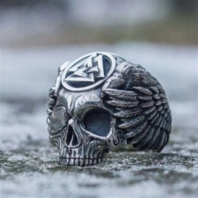 BAGUE TÊTE DE MORT VALKNUT - Viking Héritage