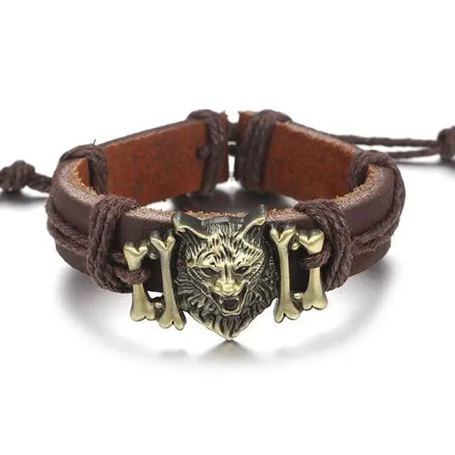 BRACELET LOUP FENRIR - CUIR - Viking Héritage