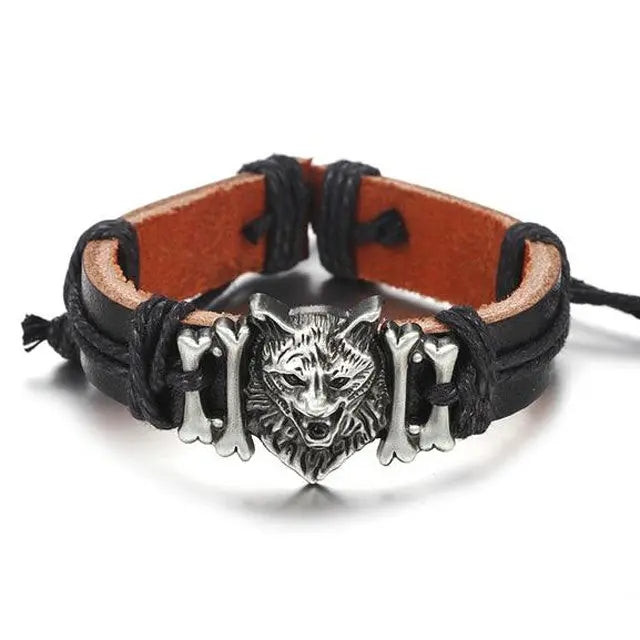 BRACELET LOUP FENRIR - CUIR - Viking Héritage