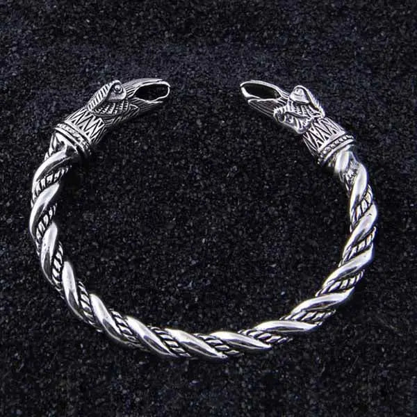 BRACELET VIKING HUGIN ET MUNIN ARGENT STERLING .925 - Viking Héritage