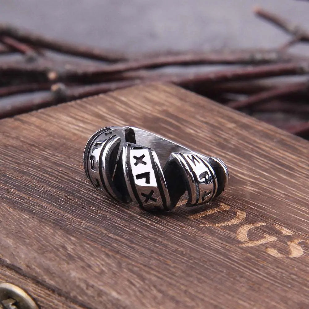 Bague Spirale Runes - Viking Héritage