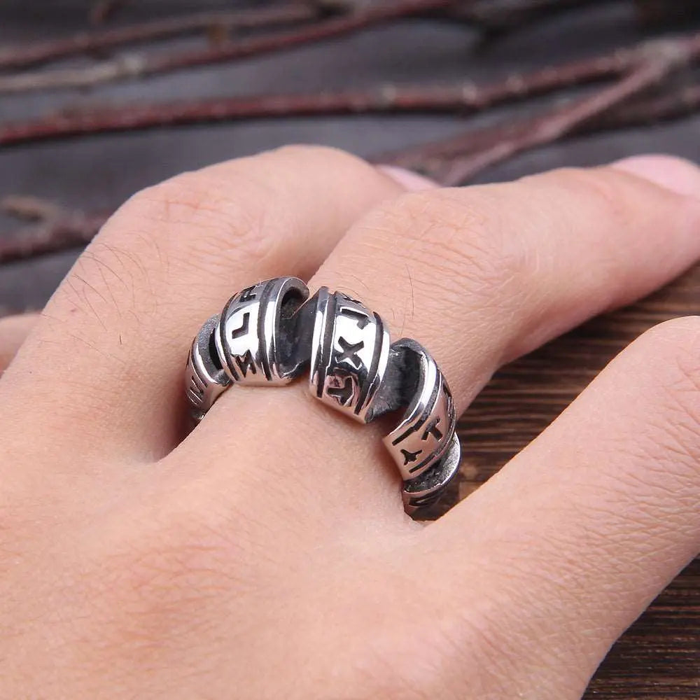 Bague Spirale Runes - Viking Héritage