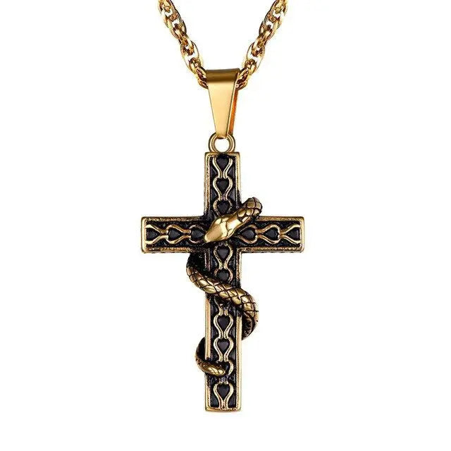 COLLIER CROIX SERPENT - Viking Héritage