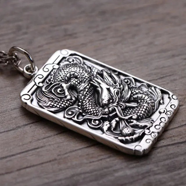 COLLIER DRAGON EN ARGENT - Viking Héritage