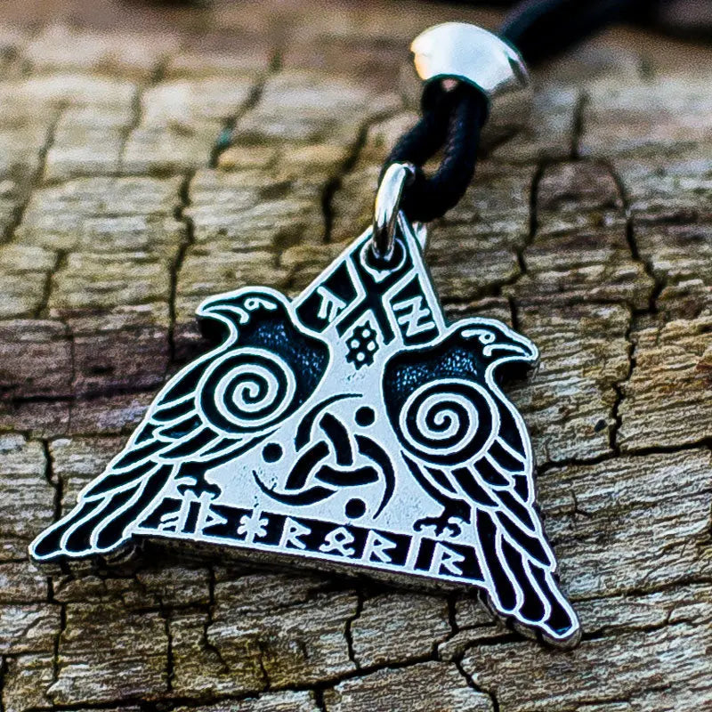 COLLIER VIKING HUGIN ET MUNIN EN ARGENT STERLING .925 - Viking Héritage