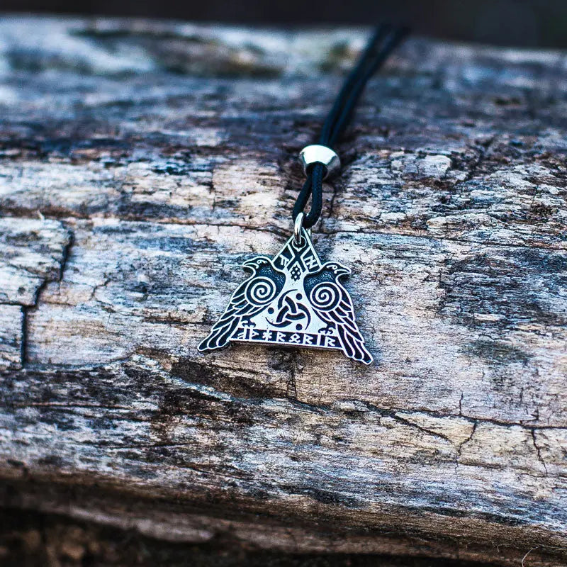 COLLIER VIKING HUGIN ET MUNIN EN ARGENT STERLING .925 - Viking Héritage