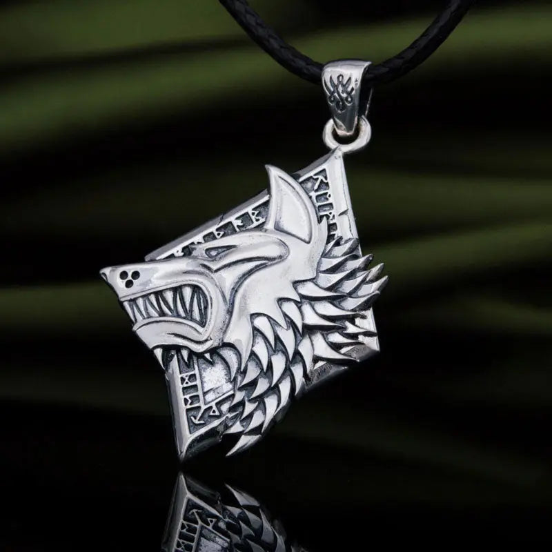 COLLIER VIKING LOUP FENRIR EN ARGENT STRELING .925 - Viking Héritage