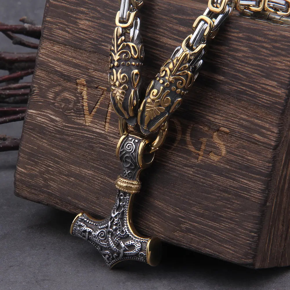 Collier Mjolnir Or et Argent - Viking Héritage