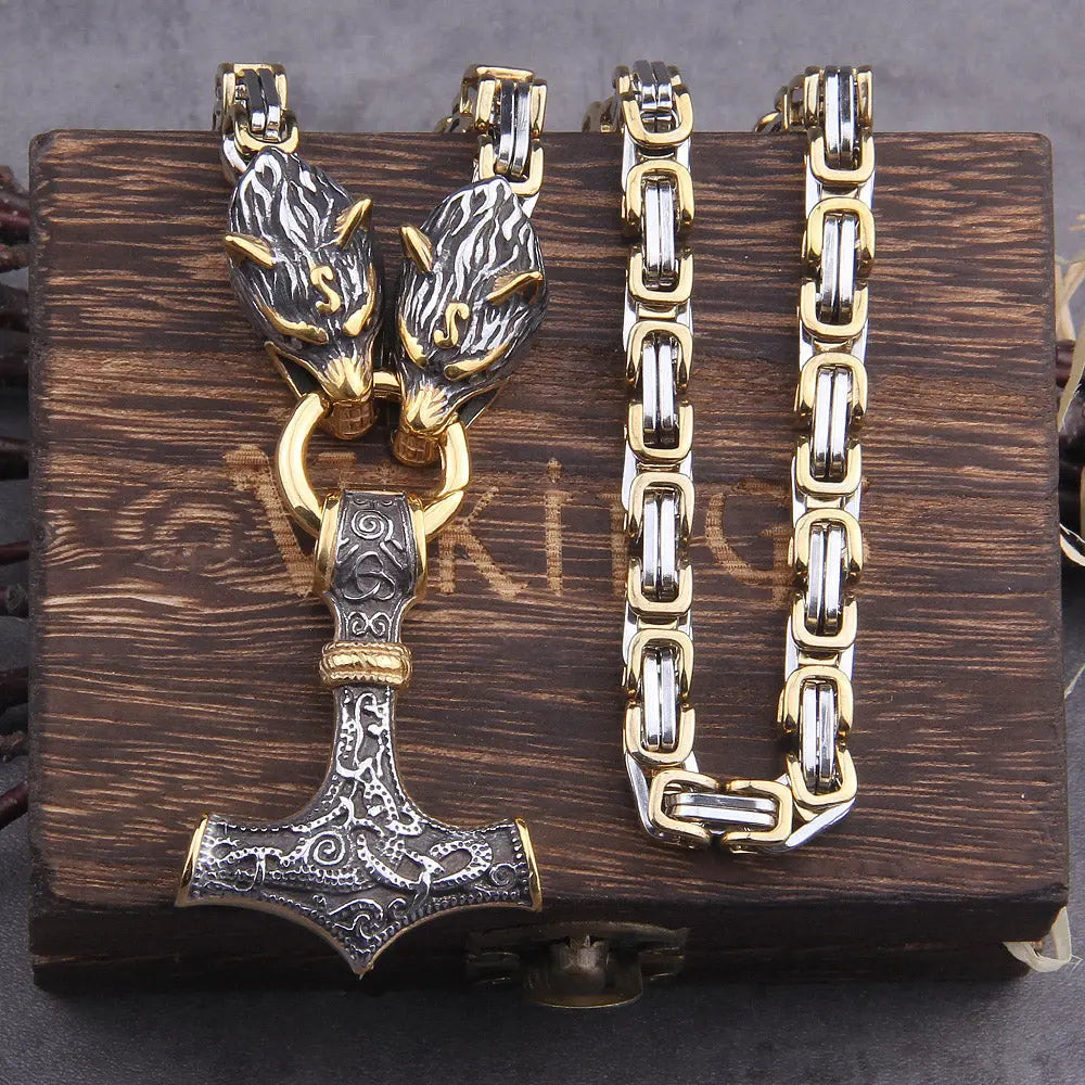 Collier Mjolnir Or et Argent - Viking Héritage