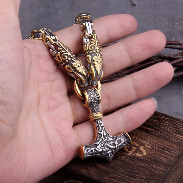 Collier Mjolnir Or et Argent - Viking Héritage