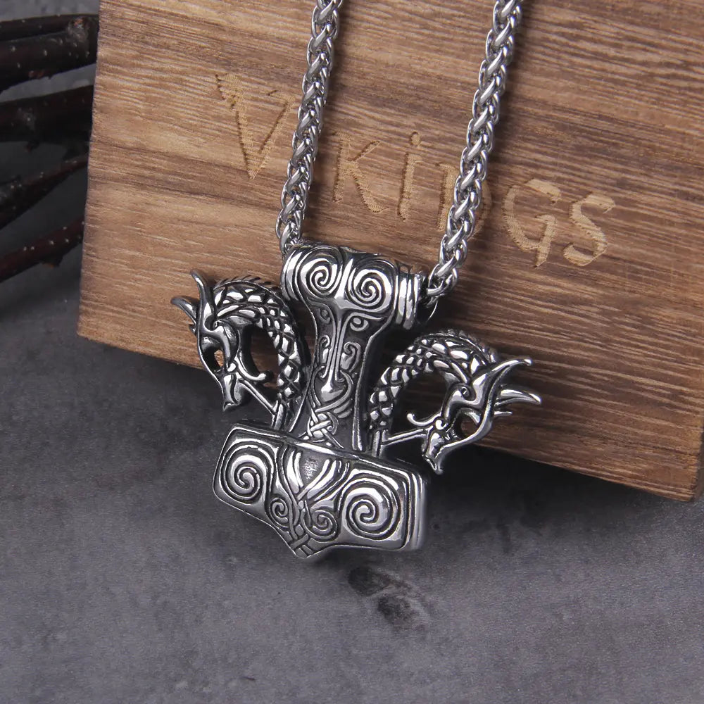 Collier Mjolnir et Dragon - Viking Héritage