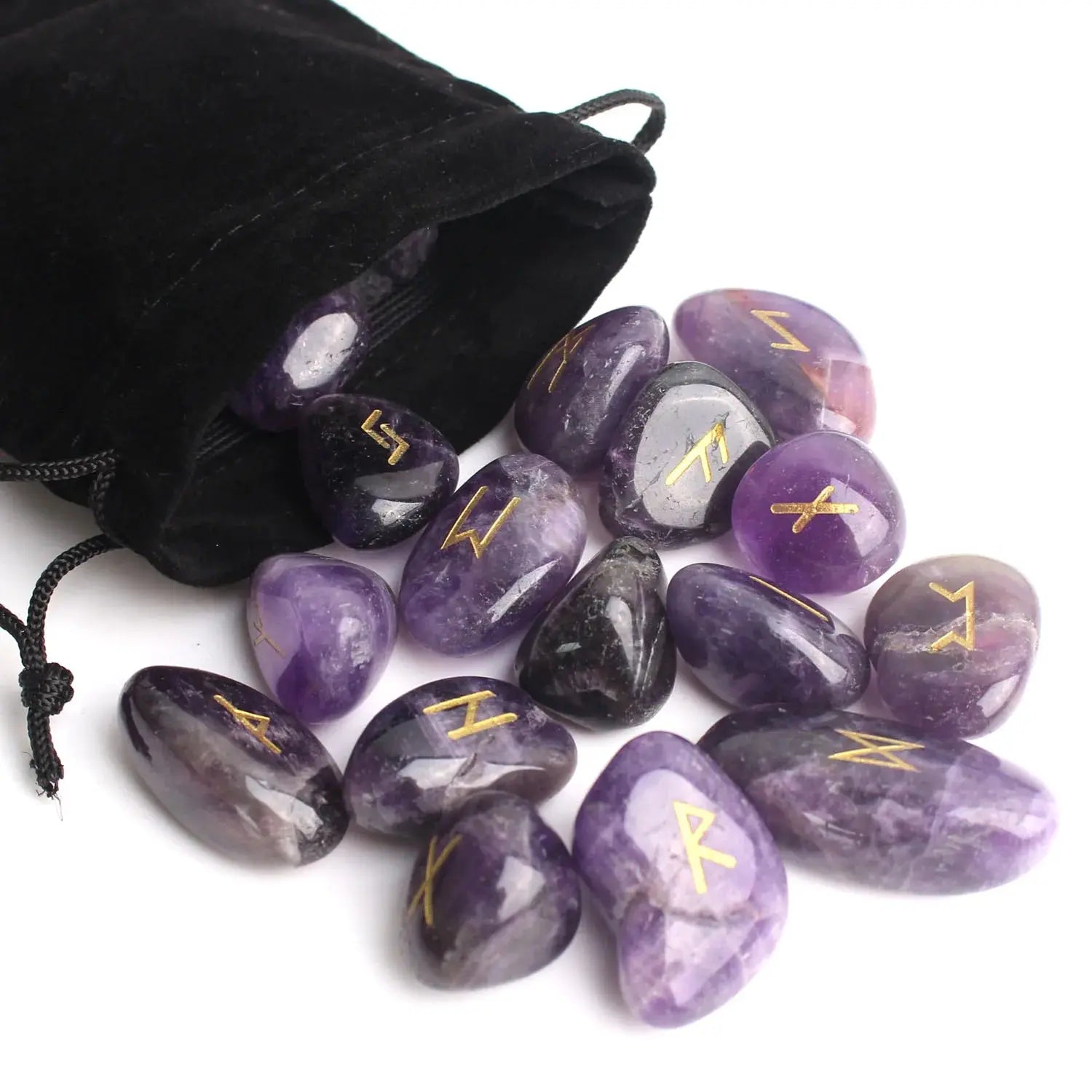 Ensemble 25 Runes en Cristal Agate pour Guérison Reiki Viking Héritage