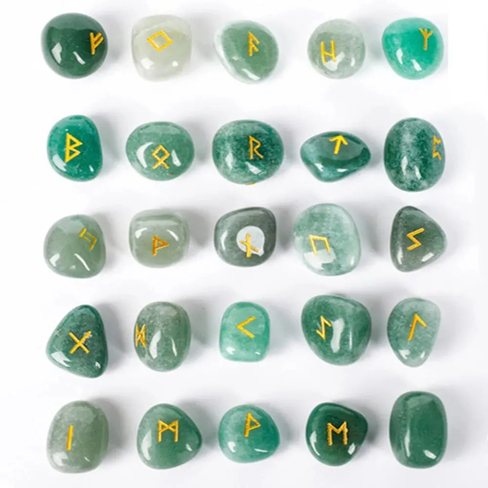 Ensemble 25 Runes en Cristal Agate pour Guérison Reiki Viking Héritage