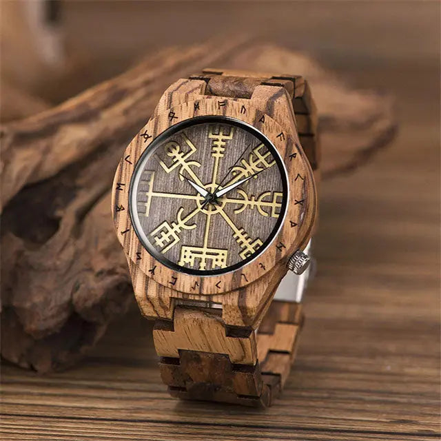 MONTRE EN BOIS VEGVISIR - Viking Héritage