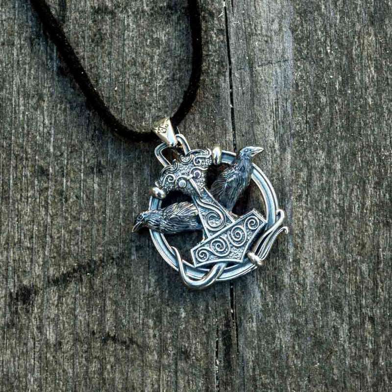 PENDENTIF MJOLNIR FENRIR HUGIN ARGENT STRELING .925 - Viking Héritage