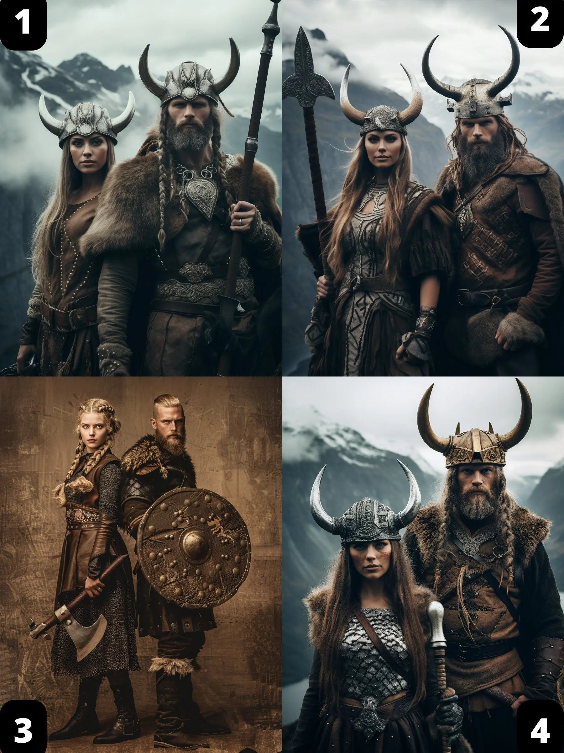 Portrait Personnalisé - Couple Viking - Viking Héritage