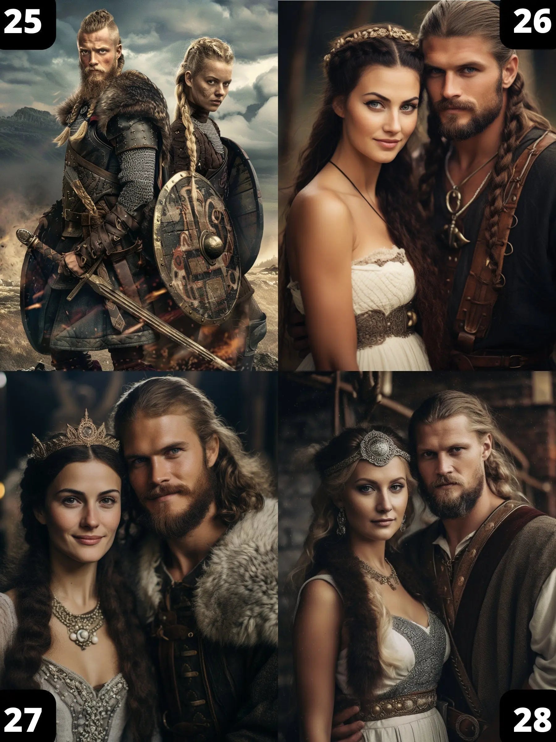 Portrait Personnalisé - Couple Viking - Viking Héritage