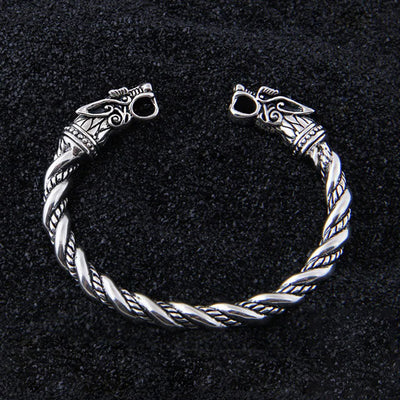 Bracelet Tête de Loup Argent | Viking Héritage