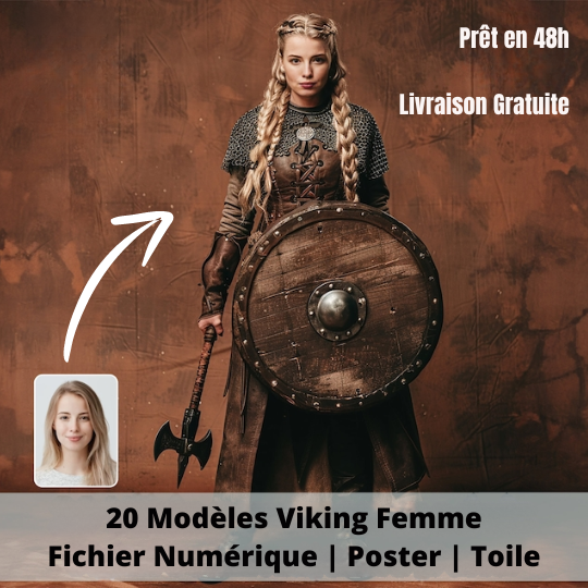 Portrait Personnalisé Femme Viking à partir de vos photos