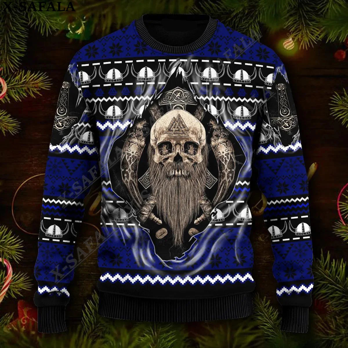 Pull de Noël Crâne Viking